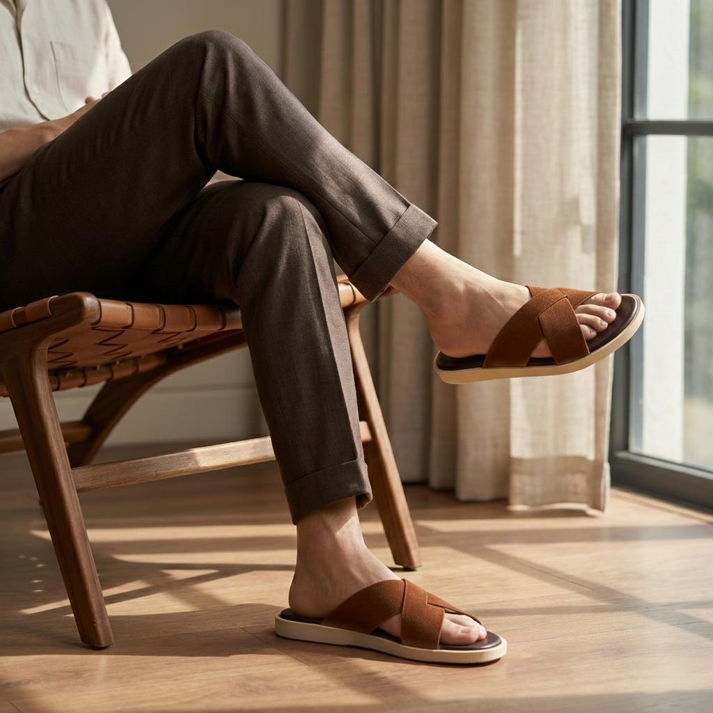 Dép Francis Mantini Nantucket Cross Strap Suede Dark Brown - YYY - Ảnh 8