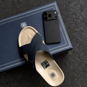 Dép Francis Mantini Darrel Premier Cross Strap Leather Navy Cream - NEW SUMMER