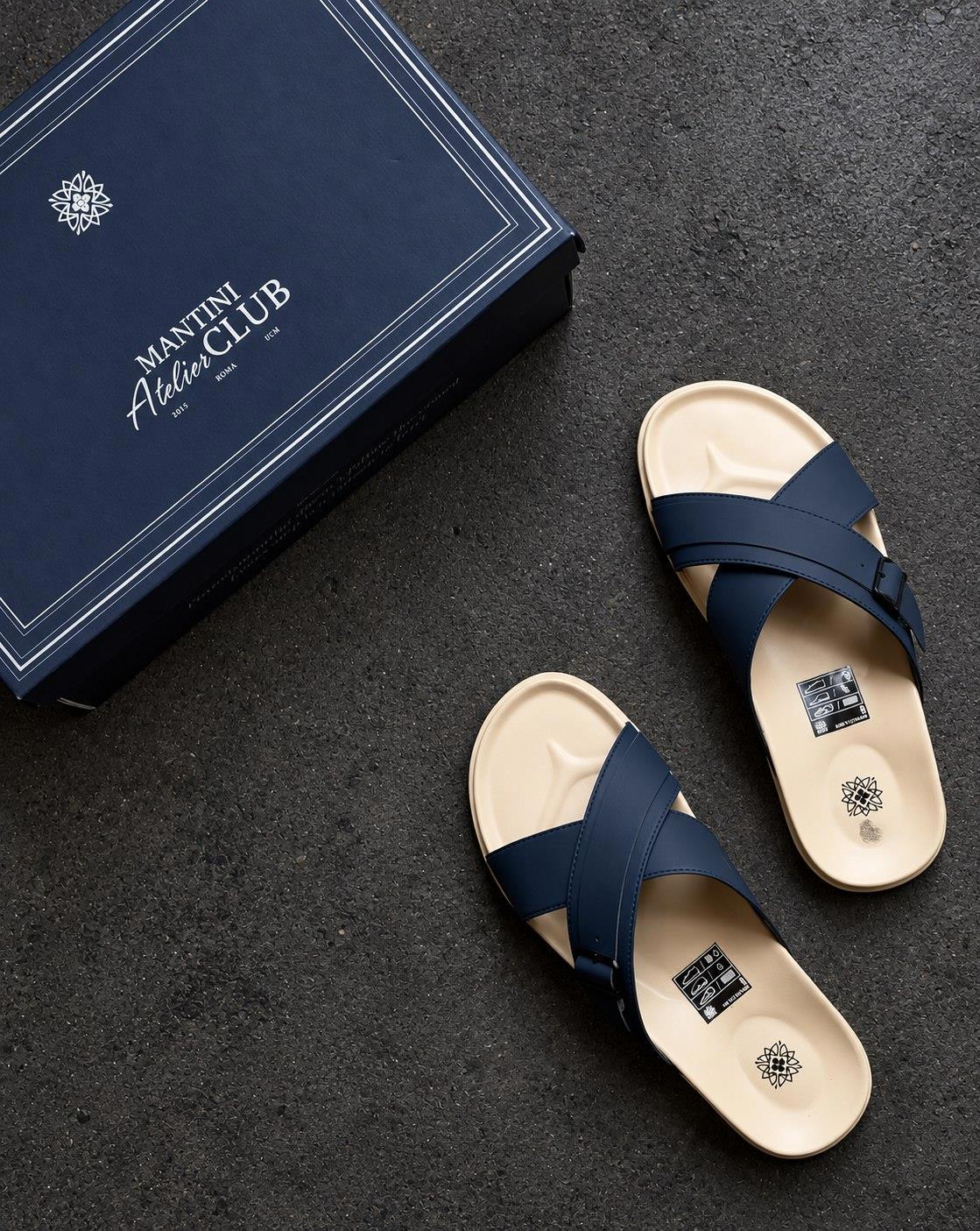 Dép Francis Mantini Darrel Premier Cross Strap Leather Navy Cream - NEW SUMMER - Ảnh 23