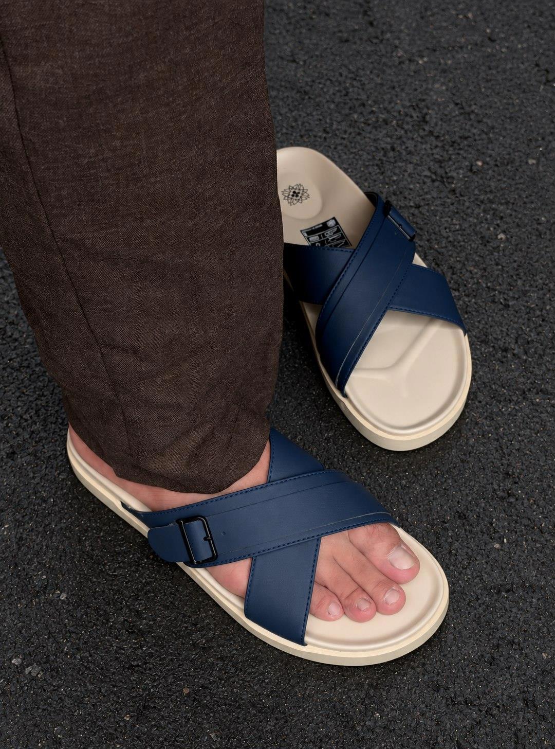 Dép Francis Mantini Darrel Premier Cross Strap Leather Navy Cream - NEW SUMMER - Ảnh 25