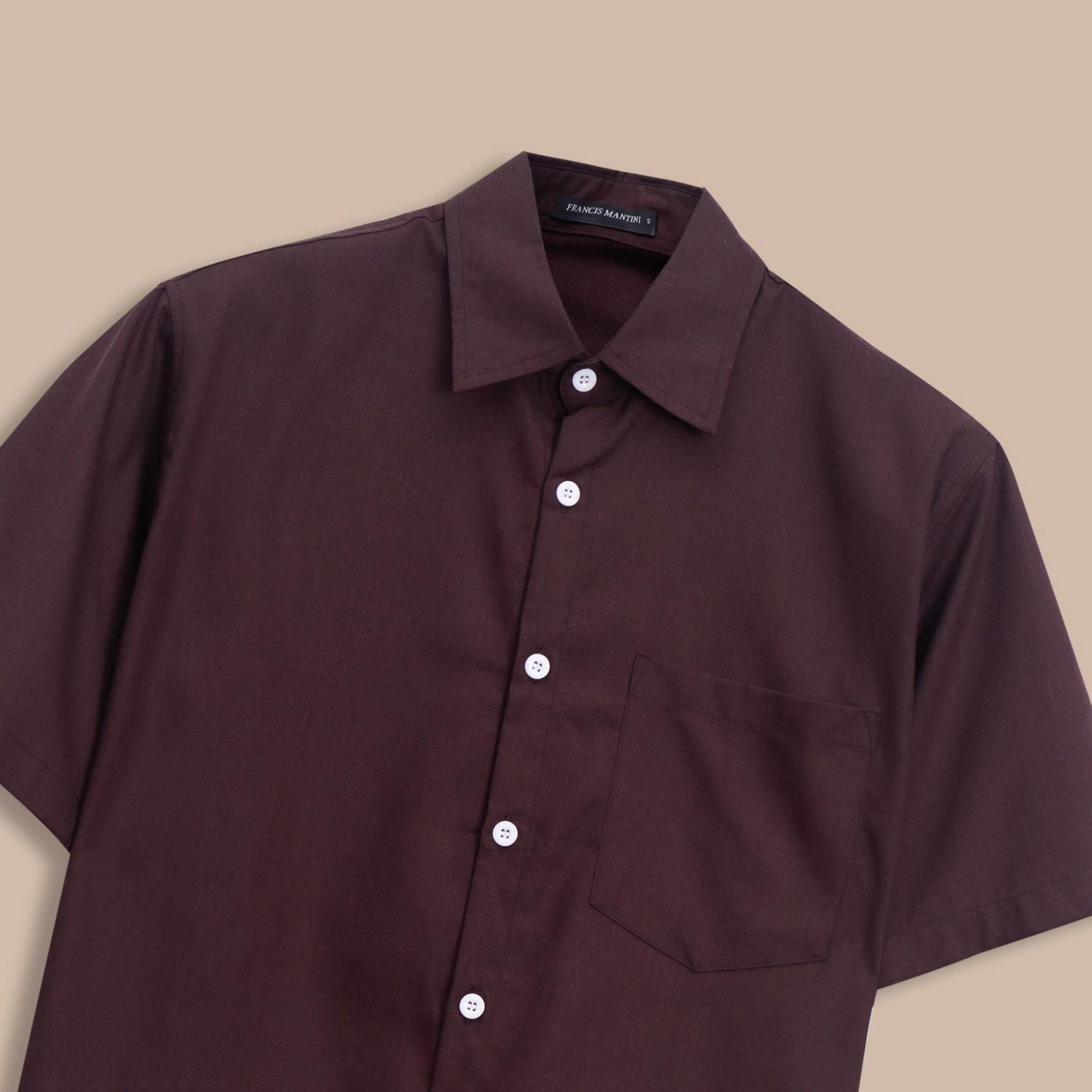 Áo Sơ Mi Tay Ngắn Francis Mantini Short Sleeve Dark Brown - Ảnh 2
