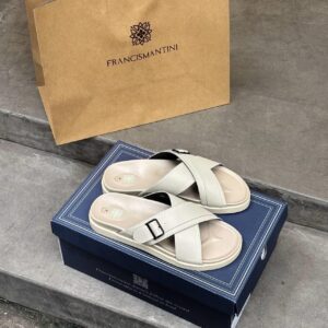 Dép Francis Mantini Darrel Premier Cross Strap Leather Cream [24099CR] - T12 Limit Colour