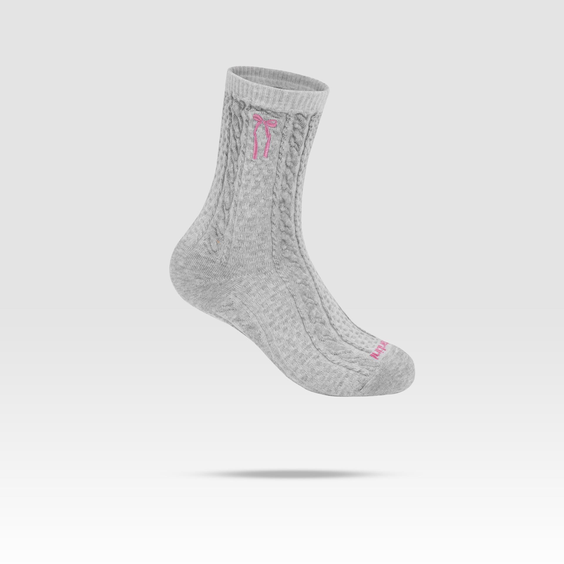 Vớ Francis Mantini Textured Knit Ribbon Accent Crew Socks ( 3 Pairs ) " Grey/Pink "