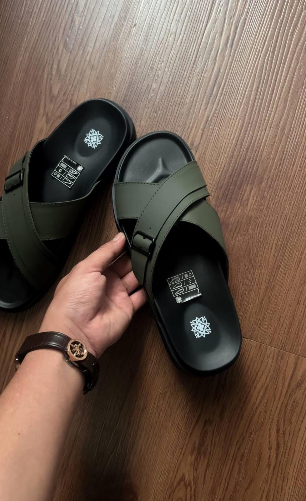 Dép Francis Mantini Darrel Premier Cross Strap Leather Olive Black - HÀNG MỚI VỀ - Ảnh 16