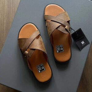 Dép Francis Mantini Full Grain Leather Crossover Sandal Brown