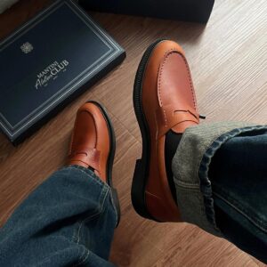 Giày Tây Francis Mantini Loafer Shiny Leather ''Brown''