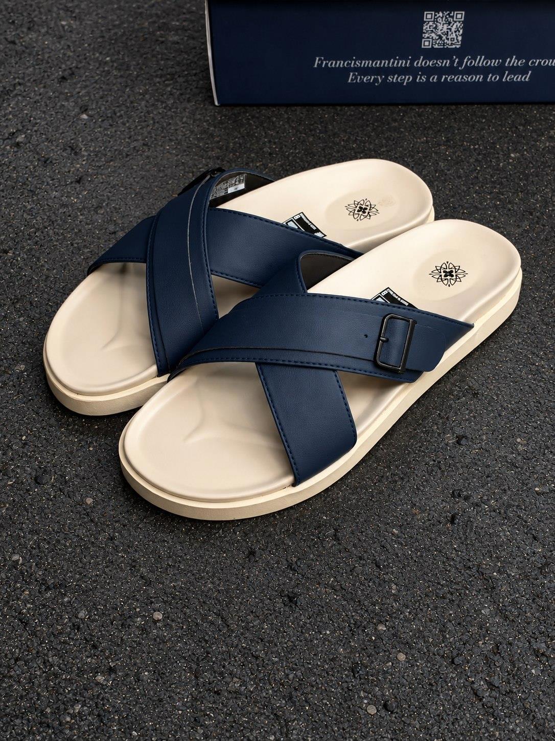 Dép Francis Mantini Darrel Premier Cross Strap Leather Navy Cream - NEW SUMMER - Ảnh 24