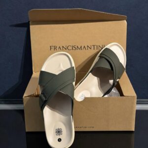 Dép Francis Mantini Darrel Premier Cross Strap Leather Olive Cream - HÀNG MỚI VỀ