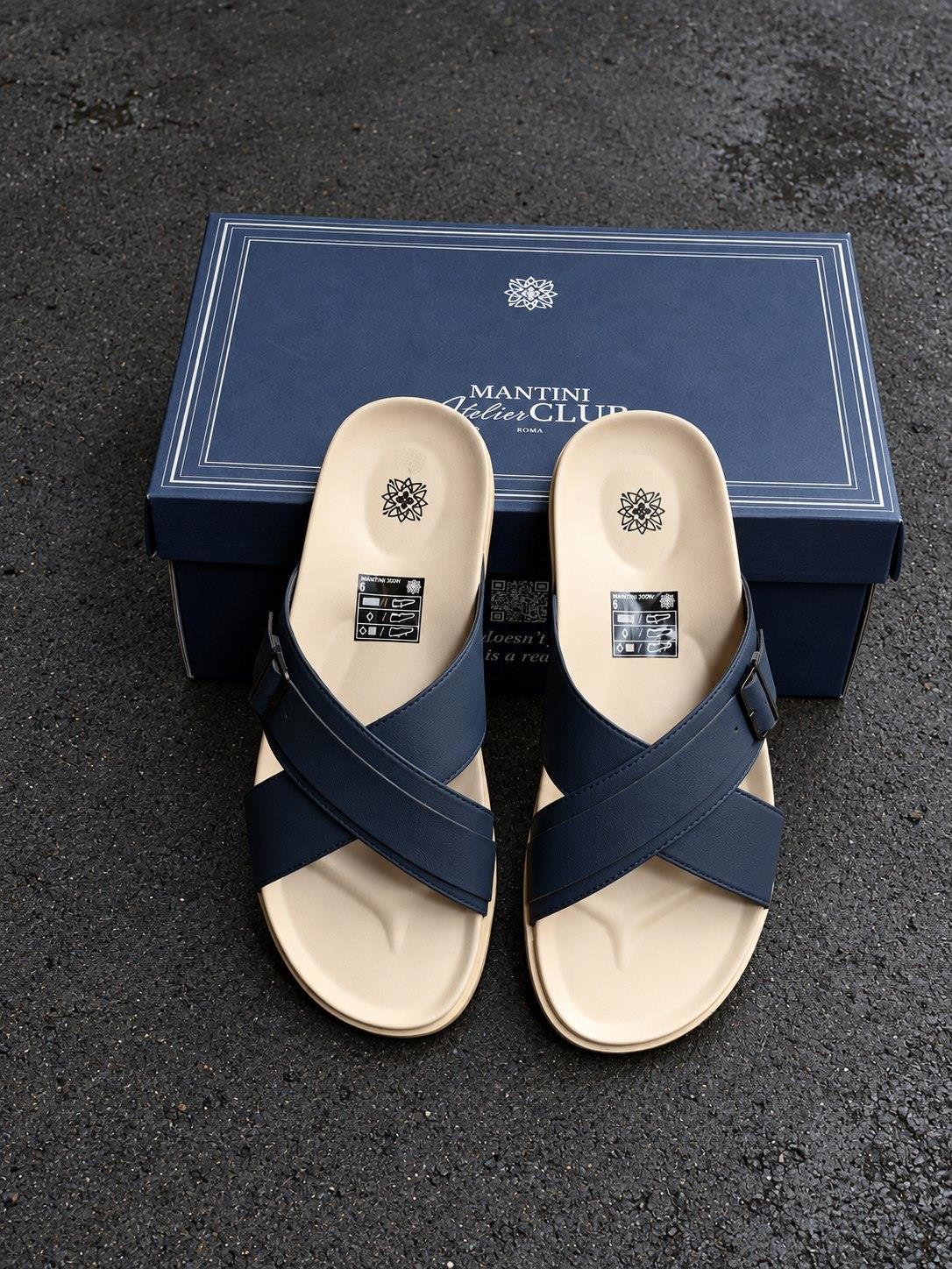 Dép Francis Mantini Darrel Premier Cross Strap Leather Navy Cream - NEW SUMMER - Ảnh 26