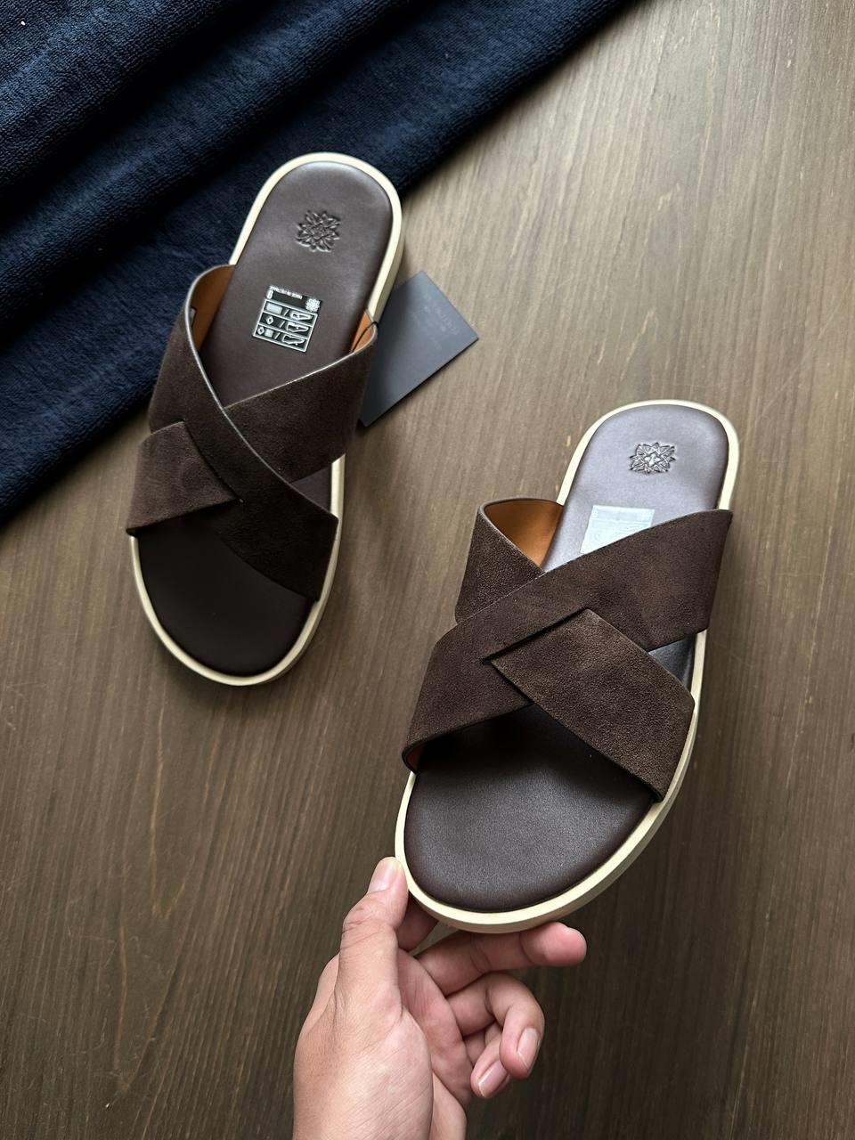 Dép Francis Mantini Nantucket Cross Strap Suede Dark Brown - YYY - Ảnh 10