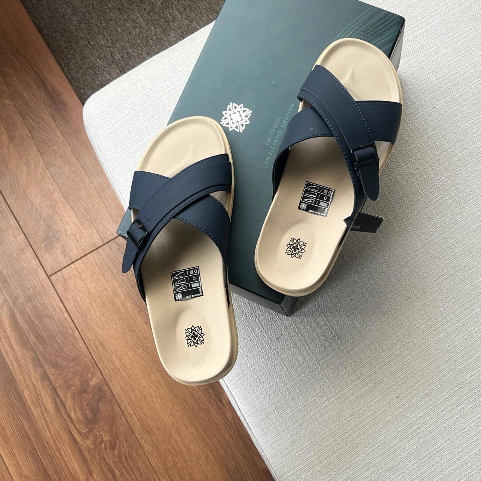 Dép Francis Mantini Darrel Premier Cross Strap Leather Navy Cream - NEW SUMMER - Ảnh 9