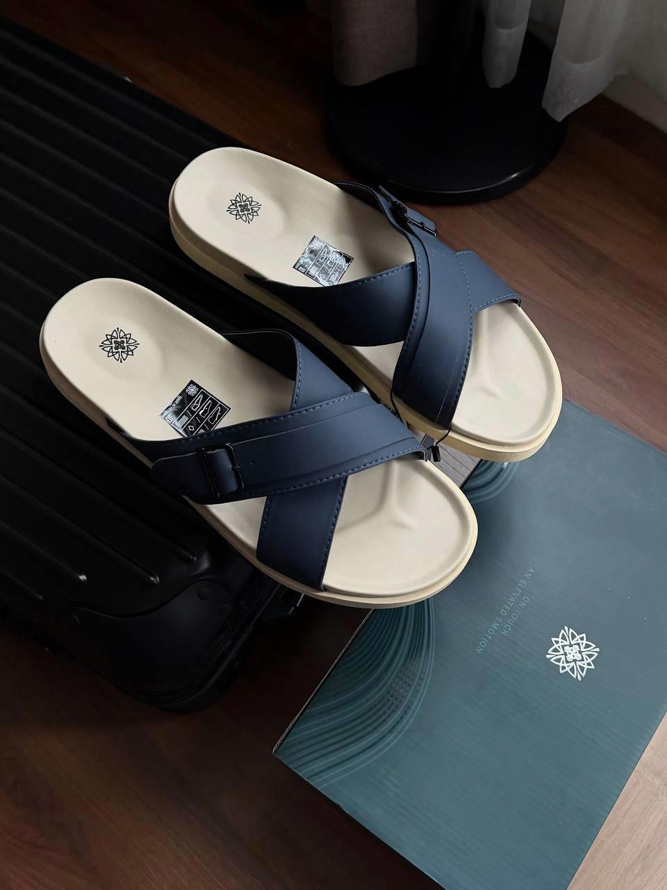Dép Francis Mantini Darrel Premier Cross Strap Leather Navy Cream - NEW SUMMER - Ảnh 15