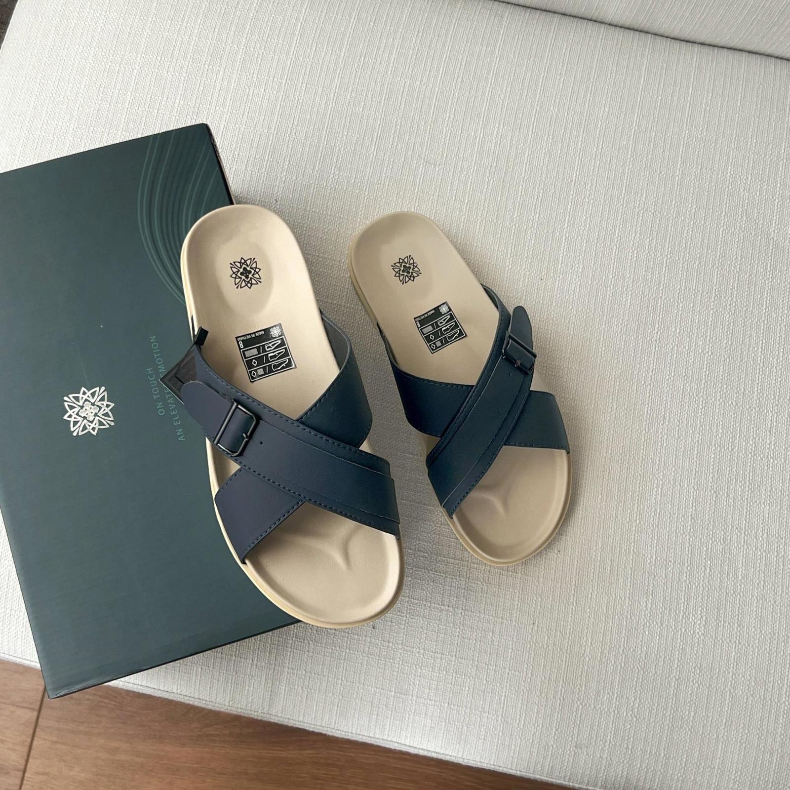 Dép Francis Mantini Darrel Premier Cross Strap Leather Navy Cream - NEW SUMMER - Ảnh 11
