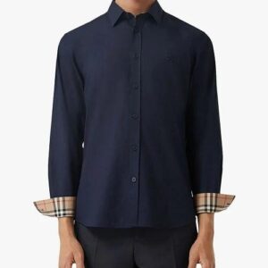 Áo Sơ Mi Burberry Logo Embroidered Navy [8066765]