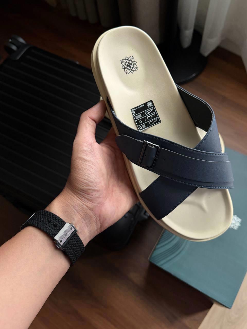 Dép Francis Mantini Darrel Premier Cross Strap Leather Navy Cream - NEW SUMMER - Ảnh 17