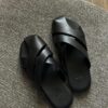 Dép Francis Mantini Leather Uncaged Fisherman Black *2026*