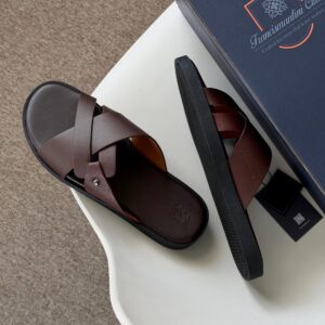 Alternative view of Dép Francis Mantini Full Grain Leather Crossover Sandal Dark Brown - HÀNG MỚI VỀ