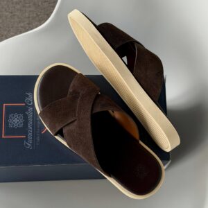 Dép Francis Mantini Nantucket Cross Strap Suede Dark Brown - YYY