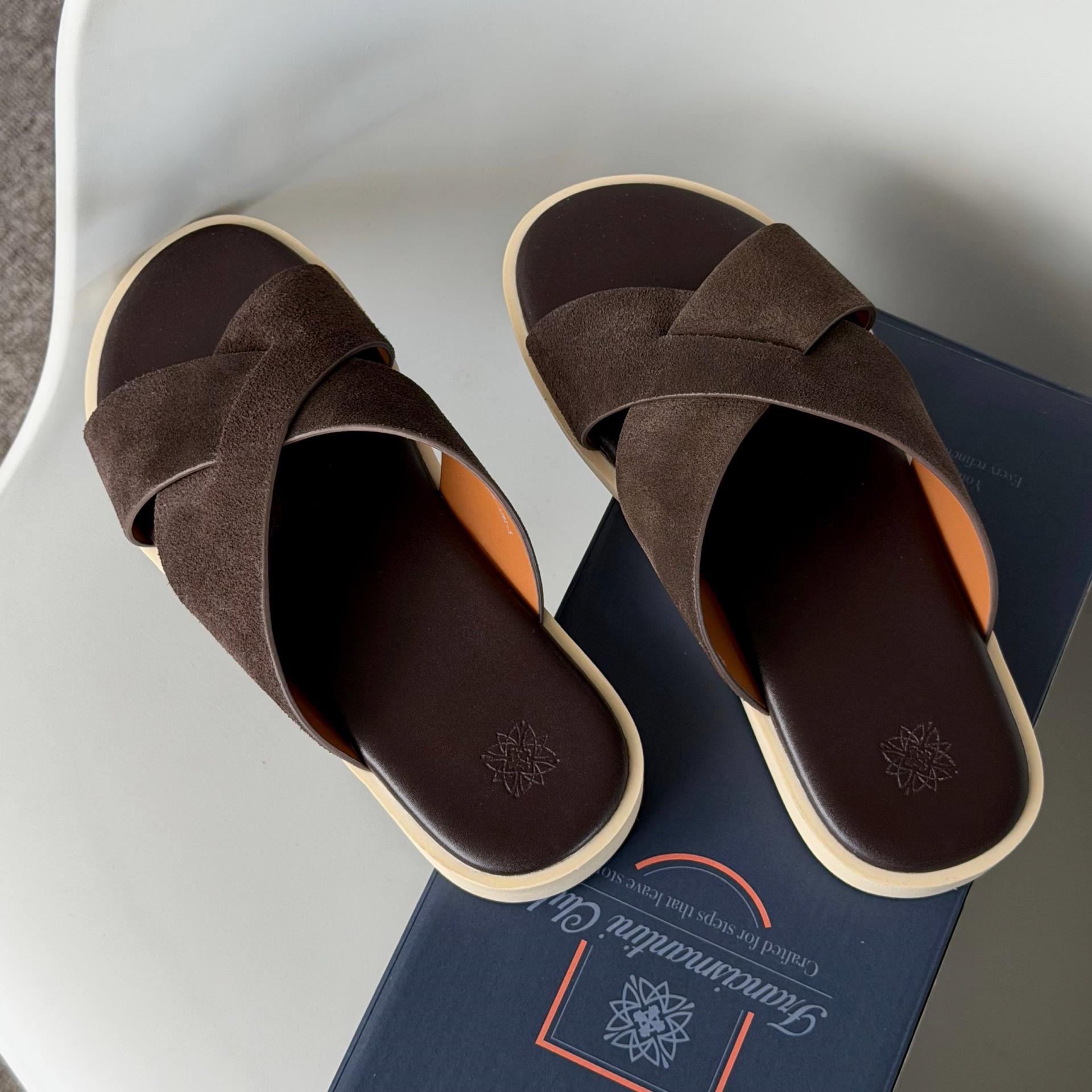 Dép Francis Mantini Nantucket Cross Strap Suede Dark Brown - YYY - Ảnh 7