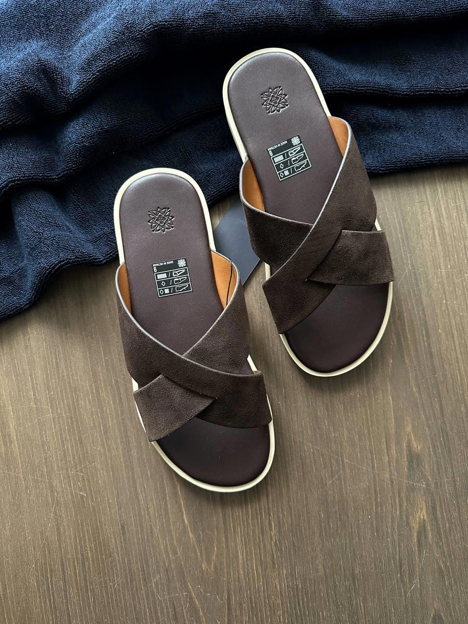 Dép Francis Mantini Nantucket Cross Strap Suede Dark Brown - YYY - Ảnh 9