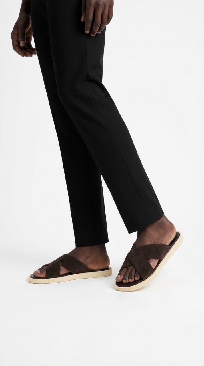 Dép Francis Mantini Nantucket Cross Strap Suede Dark Brown - YYY - Ảnh 6