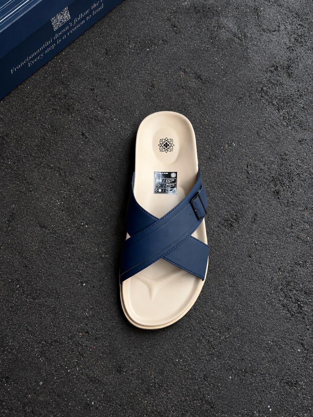 Dép Francis Mantini Darrel Premier Cross Strap Leather Navy Cream - NEW SUMMER - Ảnh 22