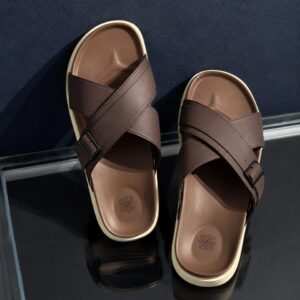 Dép Francis Mantini Darrel Premier Cross Strap Leather Chocolate [24098CL] - HÀNG MỚI VỀ