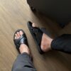 Dép Francis Mantini Full Grain Leather Crossover Sandal Black - HÀNG MỚI VỀ
