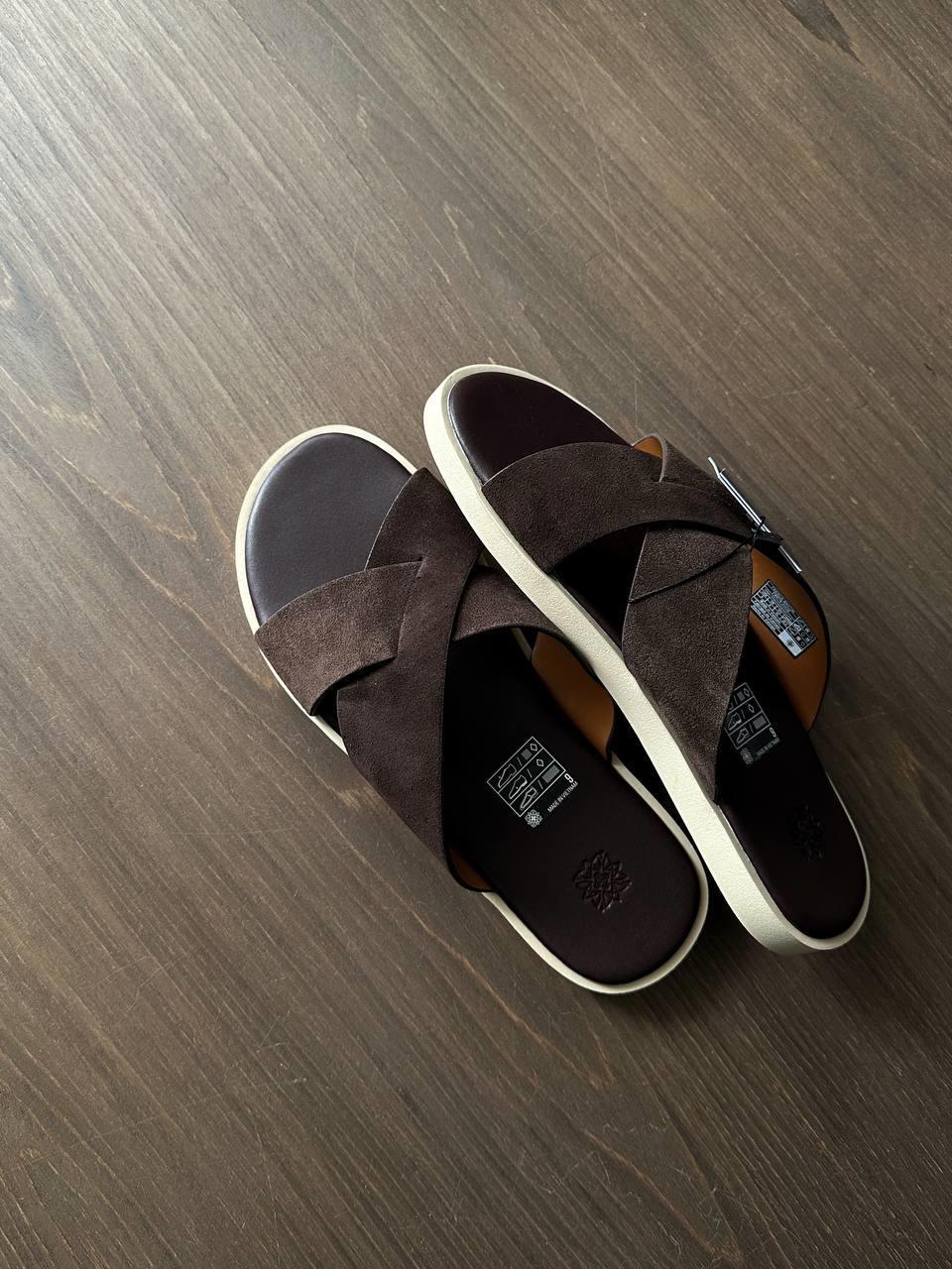 Dép Francis Mantini Nantucket Cross Strap Suede Dark Brown - YYY - Ảnh 13