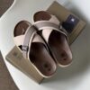 Dép Francis Mantini Darrel Premier Cross Strap Leather Cream Brown