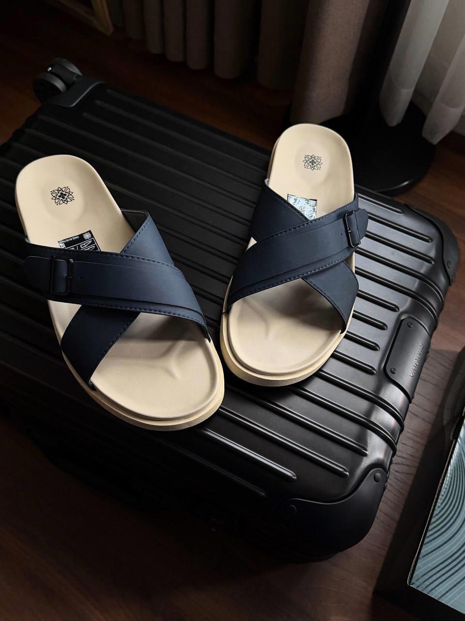 Dép Francis Mantini Darrel Premier Cross Strap Leather Navy Cream - NEW SUMMER - Ảnh 20