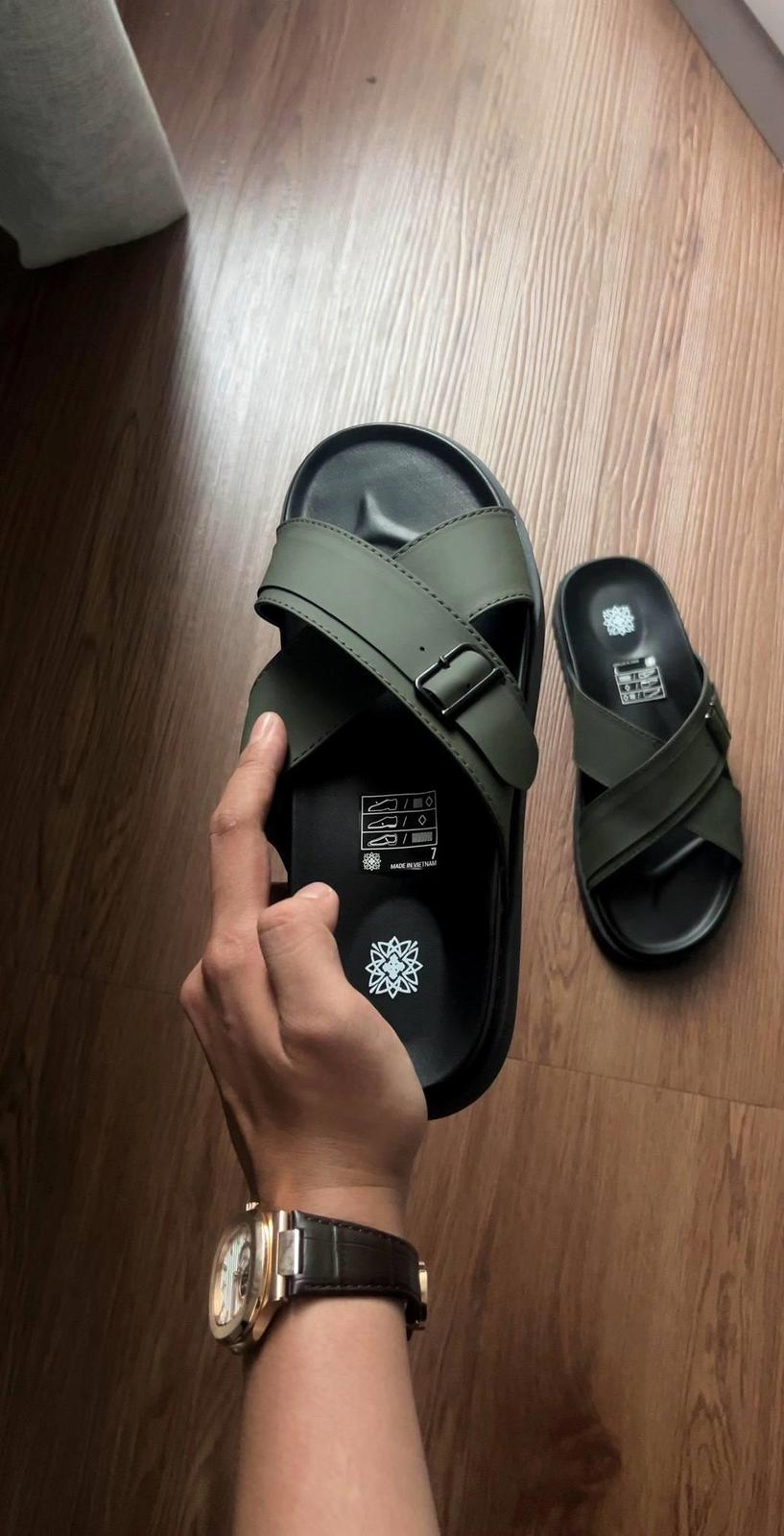 Dép Francis Mantini Darrel Premier Cross Strap Leather Olive Black - HÀNG MỚI VỀ - Ảnh 18